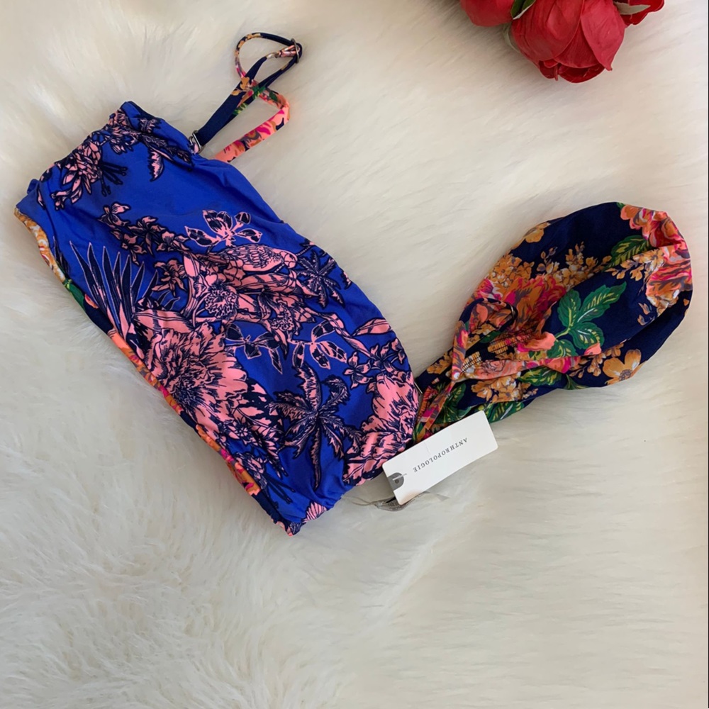 LAST CALL Anthropologie maaji floral reversible sweetheart bikini top & bottoms - Picture 11 of 15